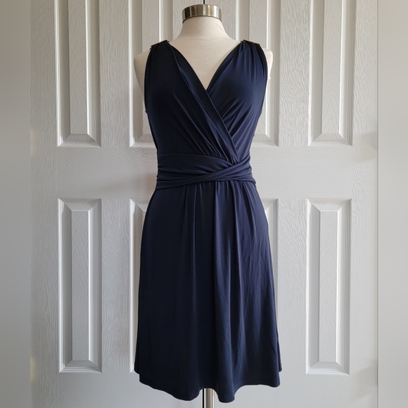 Michael Kors Dresses & Skirts - Michael Kors V-neck Midi Dress, Women's, Navy Blue, Size Medium